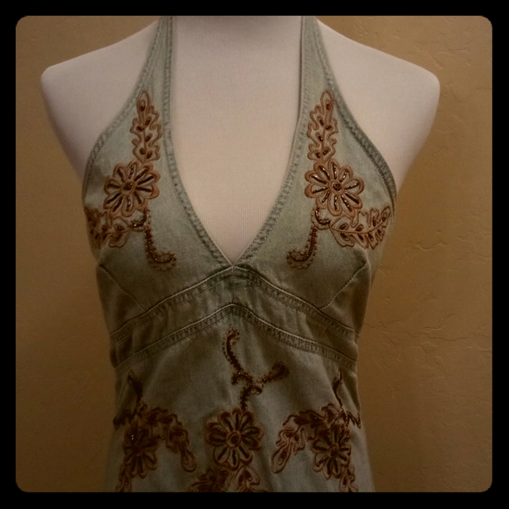 Denim halter dress